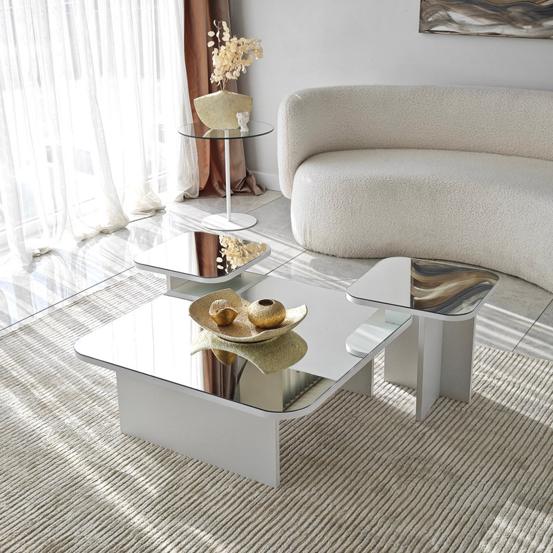 Nesting Coffee Table, White, White