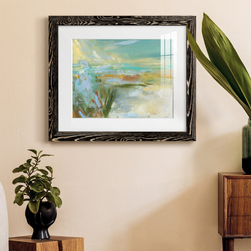 Plage de sable - peinture encadrée, Noir, H 20 po x l 17 po x P 1,5 po, Blanc