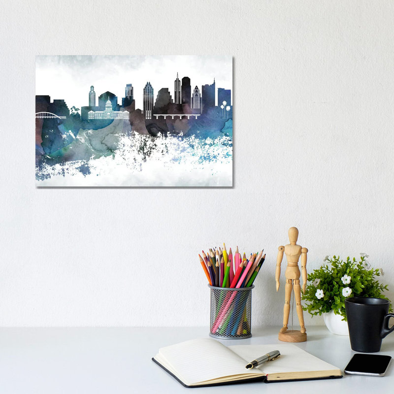 Austin Bluish Skylines - Wrapped Canvas Print, 20.32 cm H x 30.48 cm W