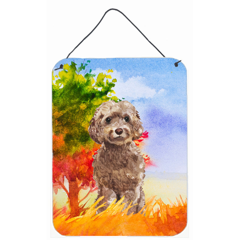Décoration murale à suspendre à l’extracteur de labrador automne, Labradoodle chocolat