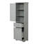 Grande armoire de rangement autoportante pour salle de bain avec tablette réglable et deux tiroirs de différentes tailles - Armoire en panneau de fibres à densité moyenne grise pour l'organisation de la salle de bain-122602646