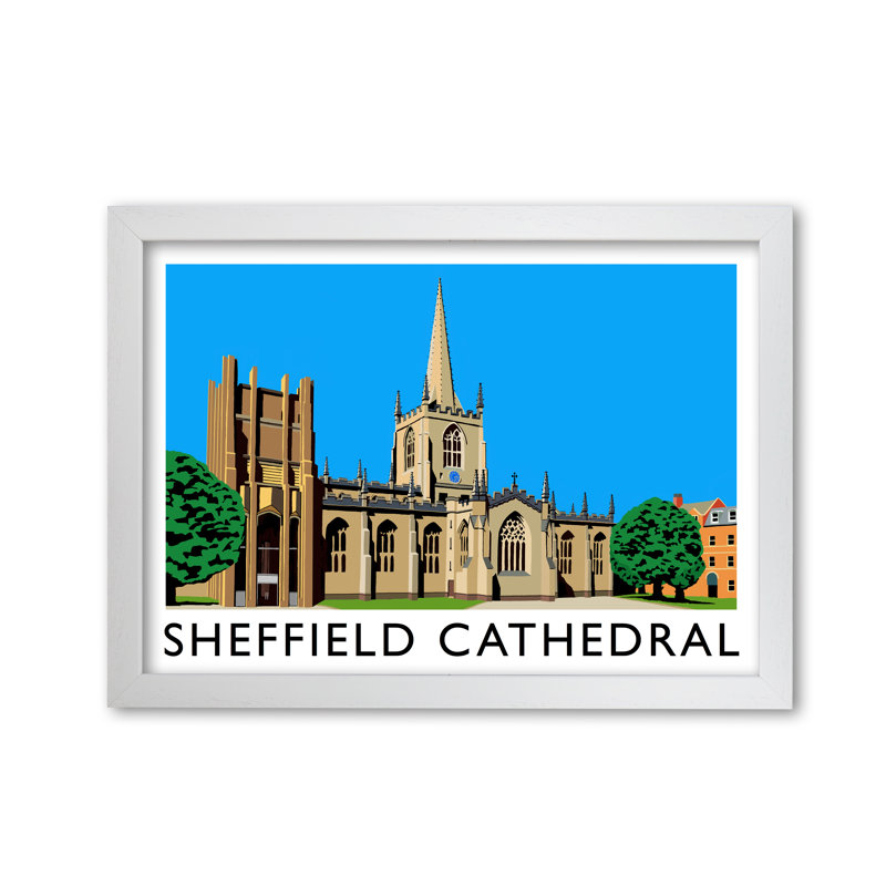Sheffield Cathedral 1 Piece Single Picture Frame Wall Art, 21 cm H x 297 cm W, White