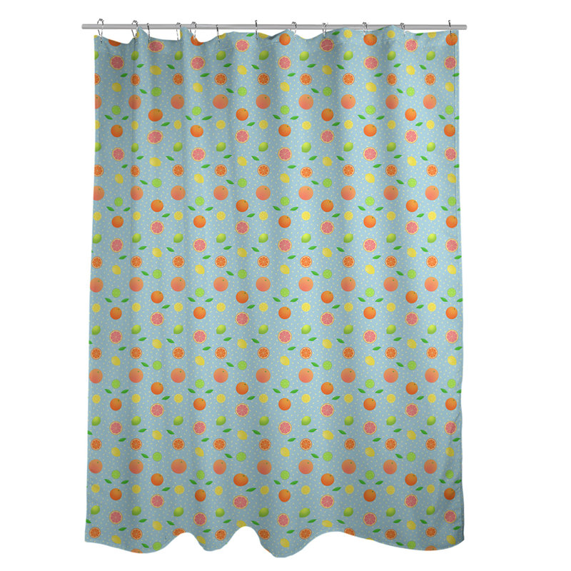 Rideau de douche simple Citrus fruit, Bleu sarcelle