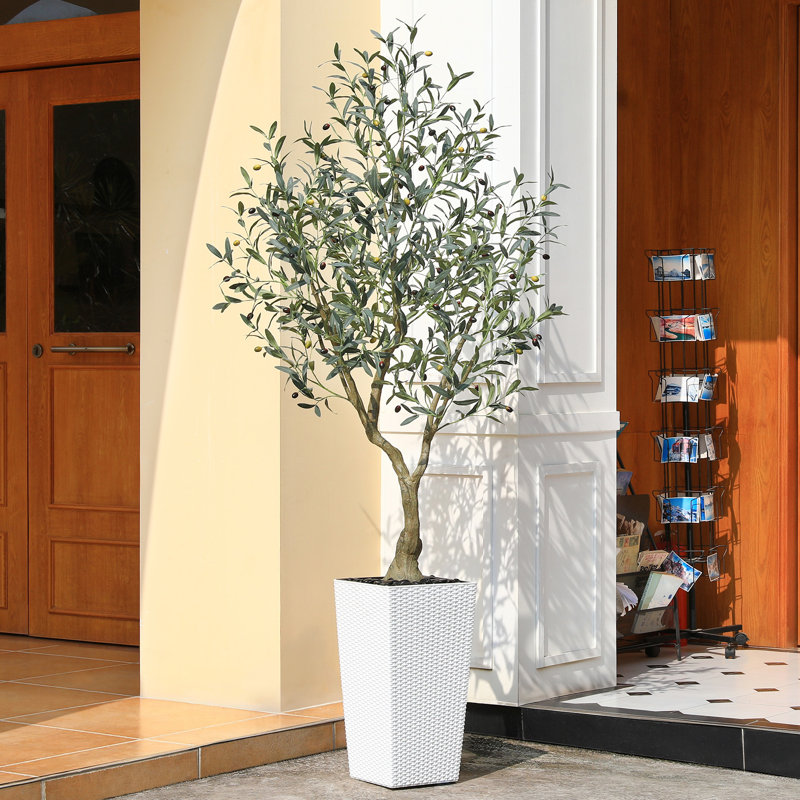 Olive artificielle Adcock résistante aux rayons UV avec grand pot de fleurs, olivier artificiel pour la décoration extérieure