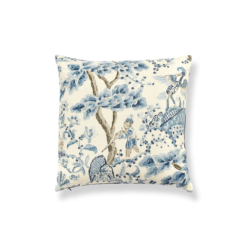 KELMESCOTT / AURORA PILLOW,  Porcelain/Navy Toile, 22" H x 22" W, Square