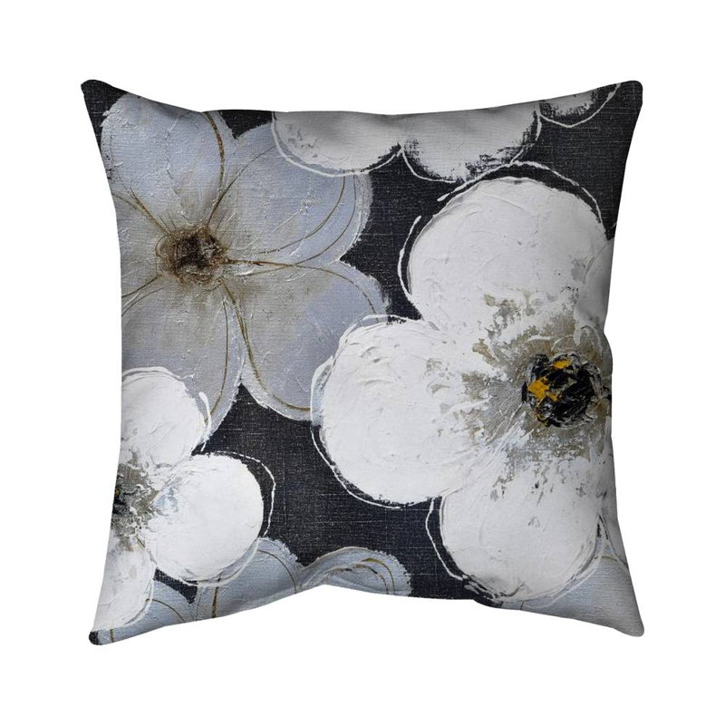 Gray flowers - 16"x16" Outdoors Throw pillow - Spun poly - Print on demand