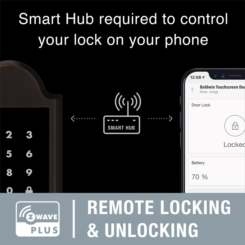 Single Cylinder Smart Deadbolt Z-Wave Technology, Venetian Bronze