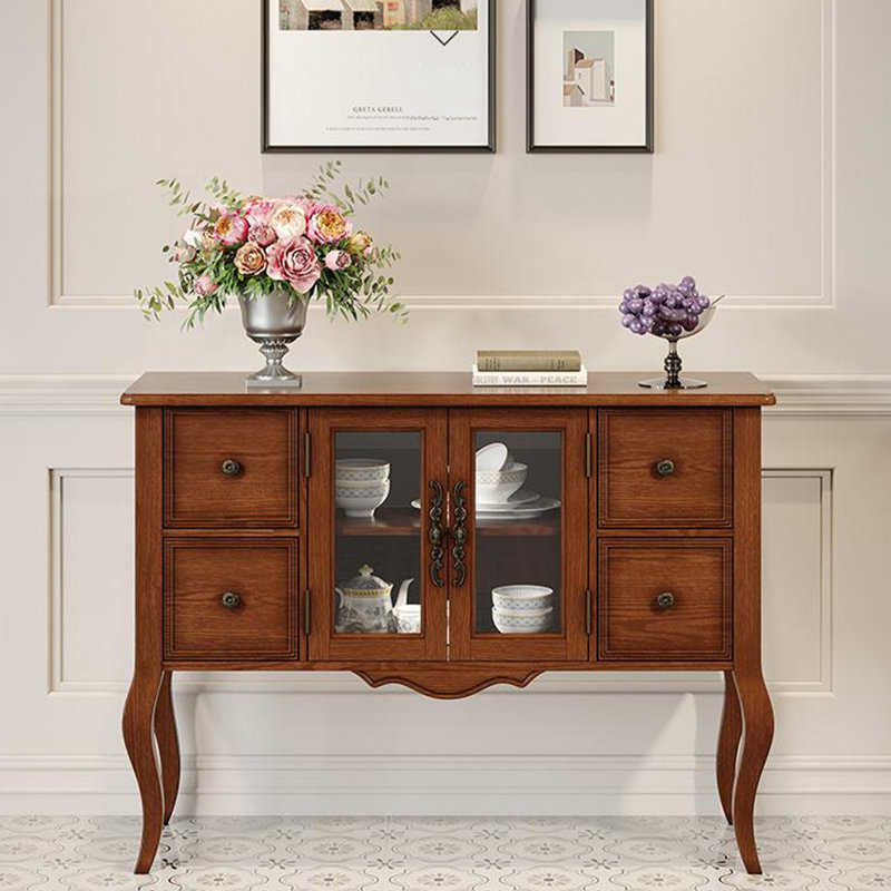 Console rectangulaire en bois massif noyer, Noyer, H 34,65 po x l 55,12 po x P 15,75 po