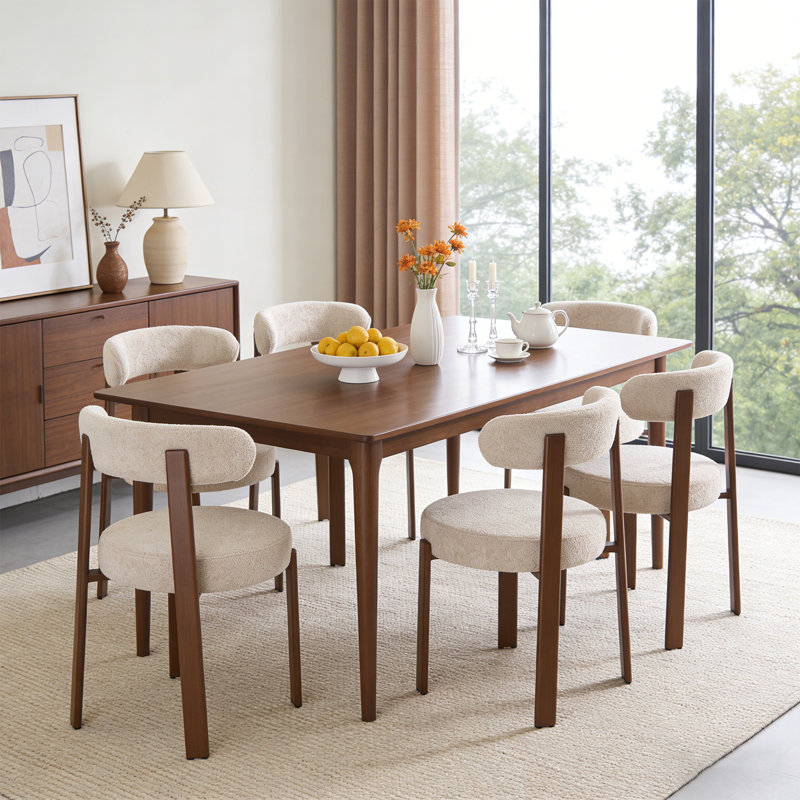 Chaise de salle à manger rembourrée Varian Absecon Boucle avec pieds en métal, Beige