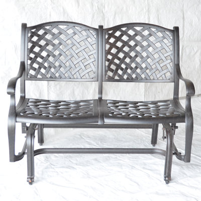 Nola Gliding Metal Bench with Cushions