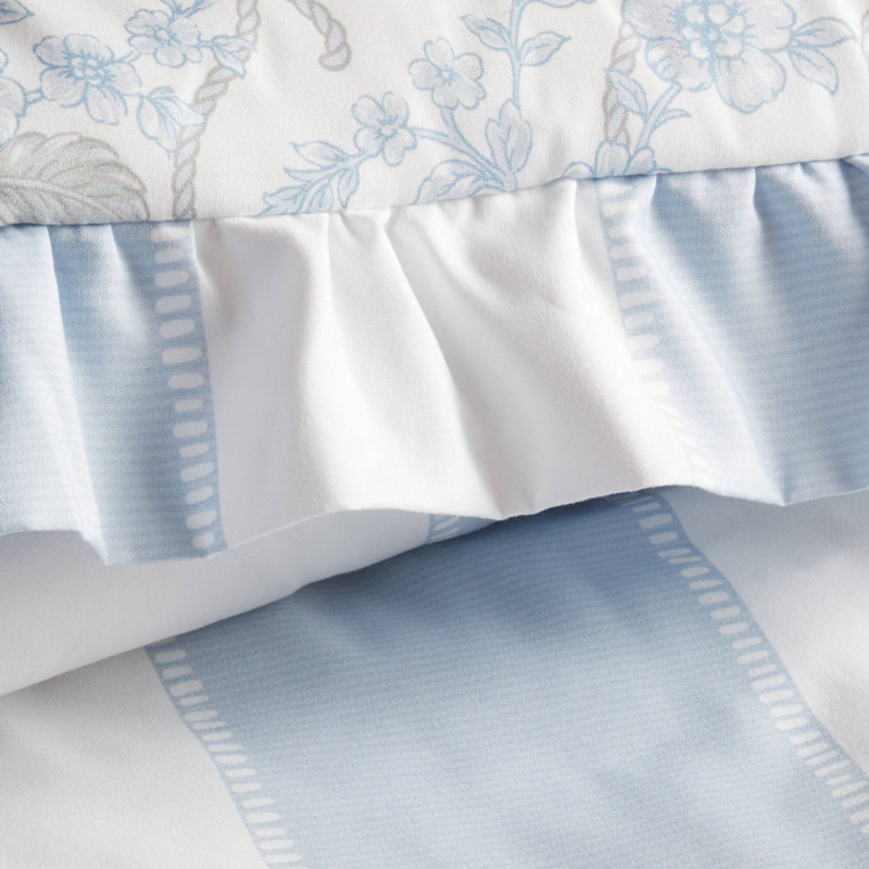 Piece Blue Full Queen Bedding Sets, Microfiber Ruffle Comforter for Home