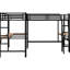 Lit simple en métal avec deux bureaux intégrés pour écrire de la poésie, noir - Rhythmic Expression Loft