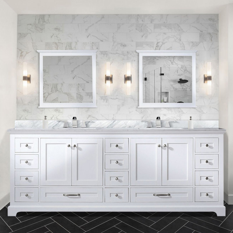 Meuble-lavabo double blanc 84 po X P 22 po D et l 34 po Miroirs