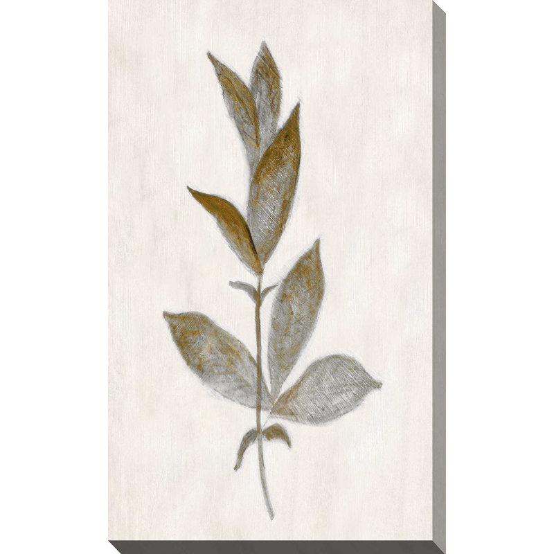 Bronze Leaf II par Tava Studios - Peinture, L 18 po x H 30 po, Toile tendue