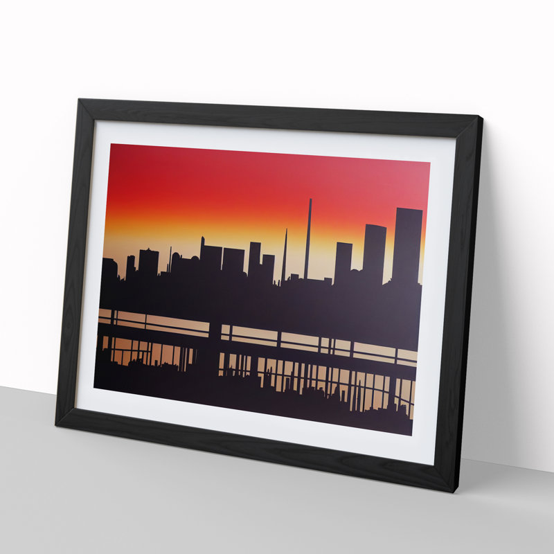 Engaging Skyline Architecture - Single Picture Frame Print, 46cm H x 64cm W x 2cm D, Black Framed