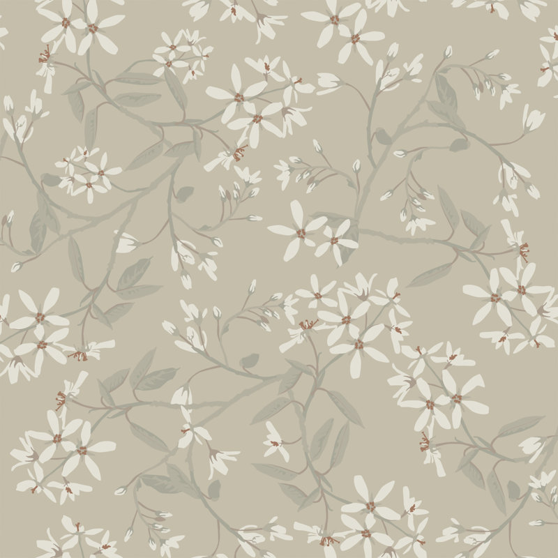 Papier peint Paradis Bouquet beige, Beige
