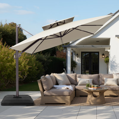 Parasol rectangulaire en porte-à-faux avec contrepoids Wasif 12 'x 9' Wasif