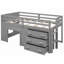 Lit mezzanine simple avec armoire et tablette - gris (spacieux et durable)-1846565634