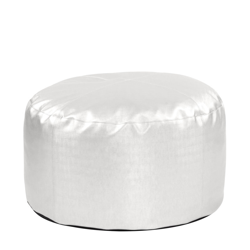 Pouf rond 22 po en similicuir, Similicuir mercuré