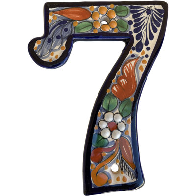 Mexican Majolica Santa Fe Colorful Tile Address House Number Seven