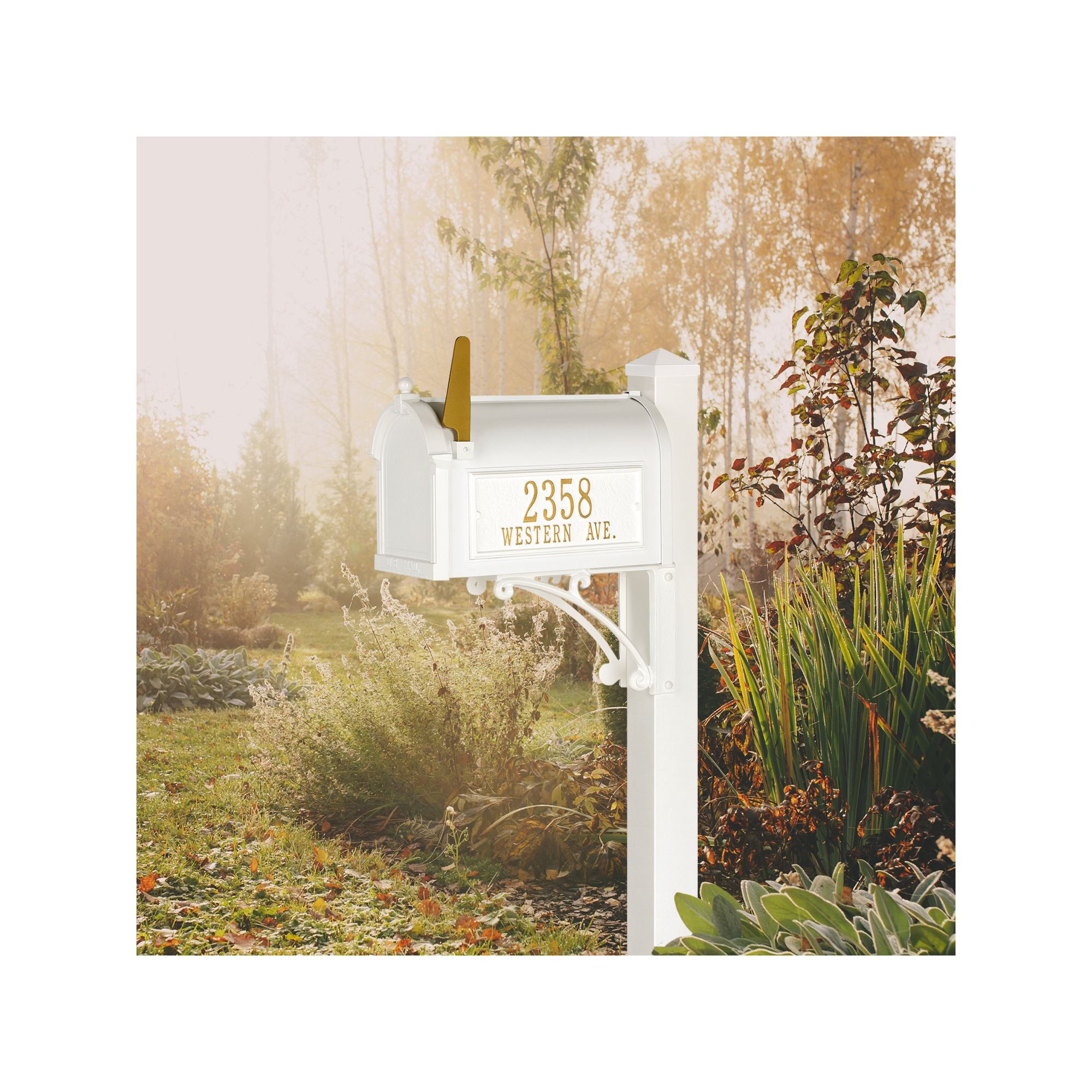 Superior Post Mounted Mailbox, White, Yes