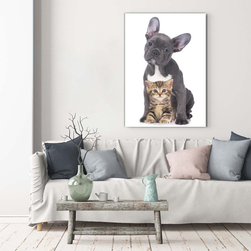 Dog And Cat - Wrapped Canvas Print