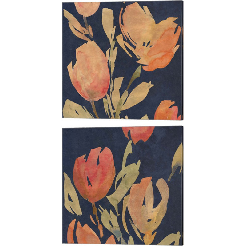 «Dark Orange Tulips» par Lanie Loreth, art sur toile (ensemble de 2)