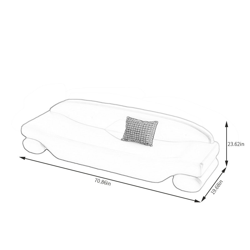 Canapé Damarria, Gris, H 23,62 po x l 70,86 po x P 19,68 po