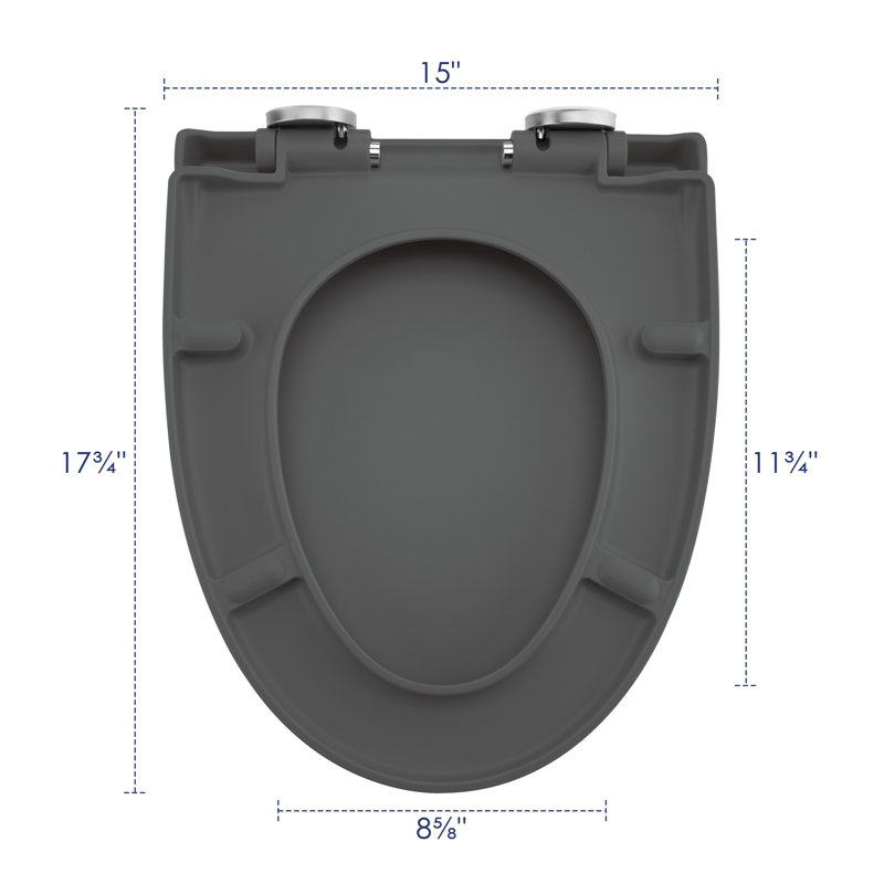 Reno Elongated Toilet Seat, Soft-Close & Quick-Release, Charcoal Gray