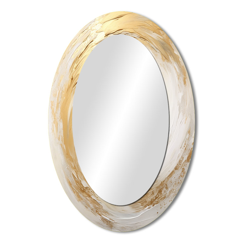 Miroir mural ovale doré et blanc Vortex I, 36 po x 24 po