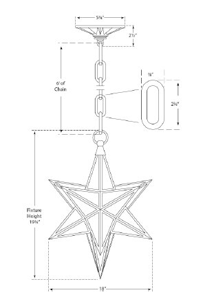 Chapman & Myers Moravian Medium Star Lantern, Aged Iron, 19.75" H x 18" W x 18" D
