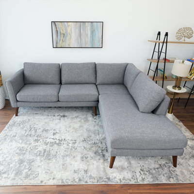 Canapé modulaire gris avec méridienne pour salon moderne