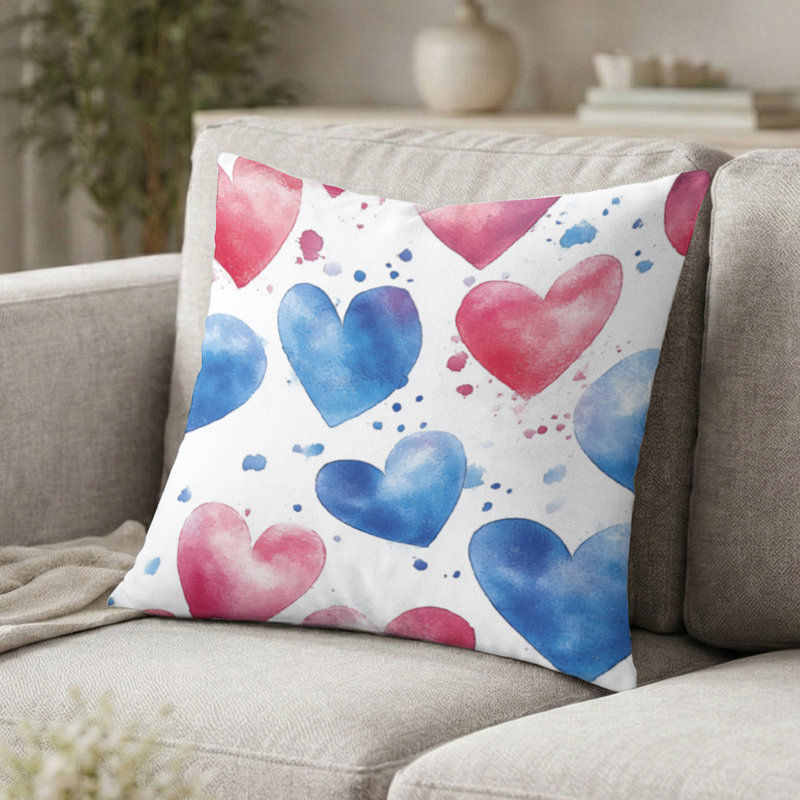 Coussin décoratif abstrait - Coussin imprimé "French Country Heart Path", H 18 po x l 18 po