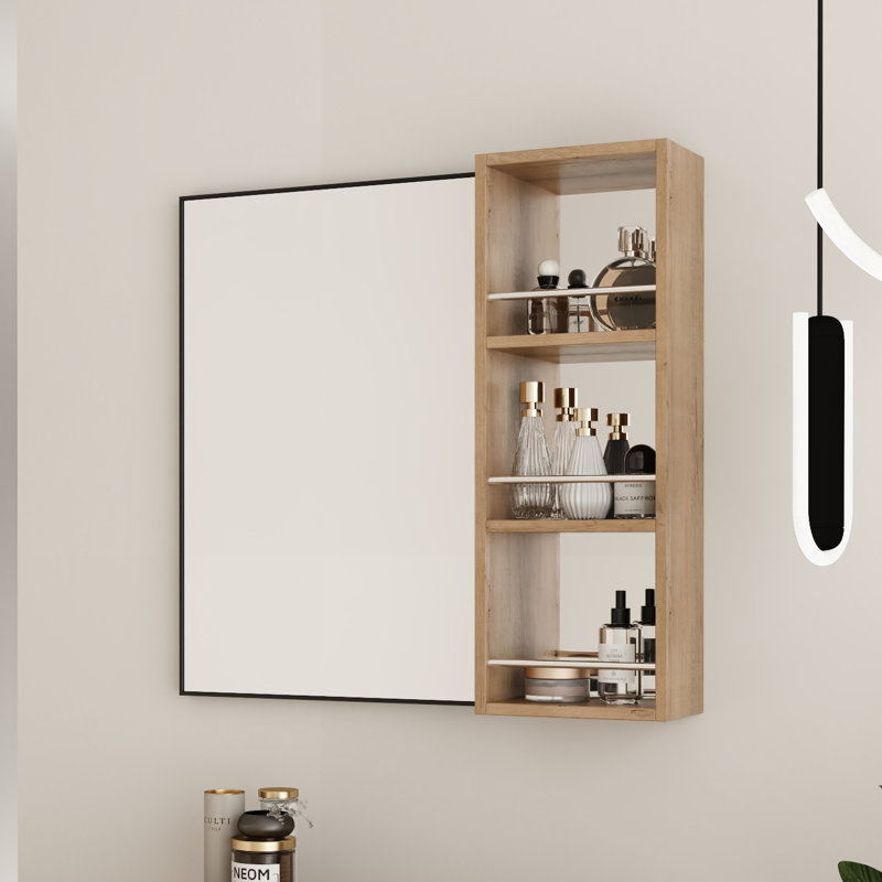 Armoire à miroir murale avec tablettes à 3 niveaux et garde-corps (l 10 po x H 27,56 po)