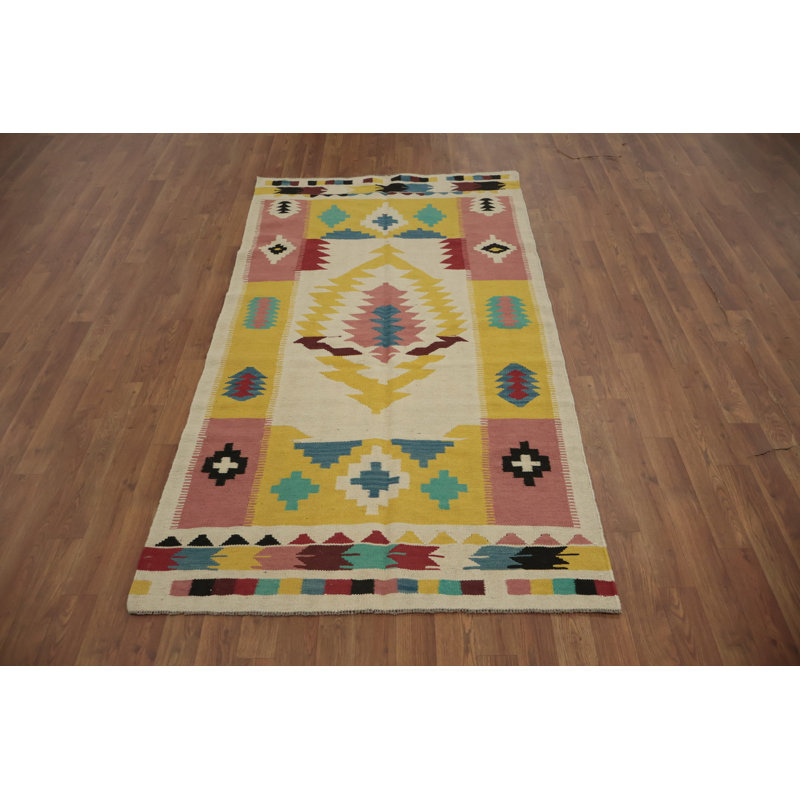 Tapis kilim en laine vibrant style sud-ouest 4 x 7