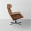 Fauteuil inclinable et pivotant en cuir véritable-1105981789