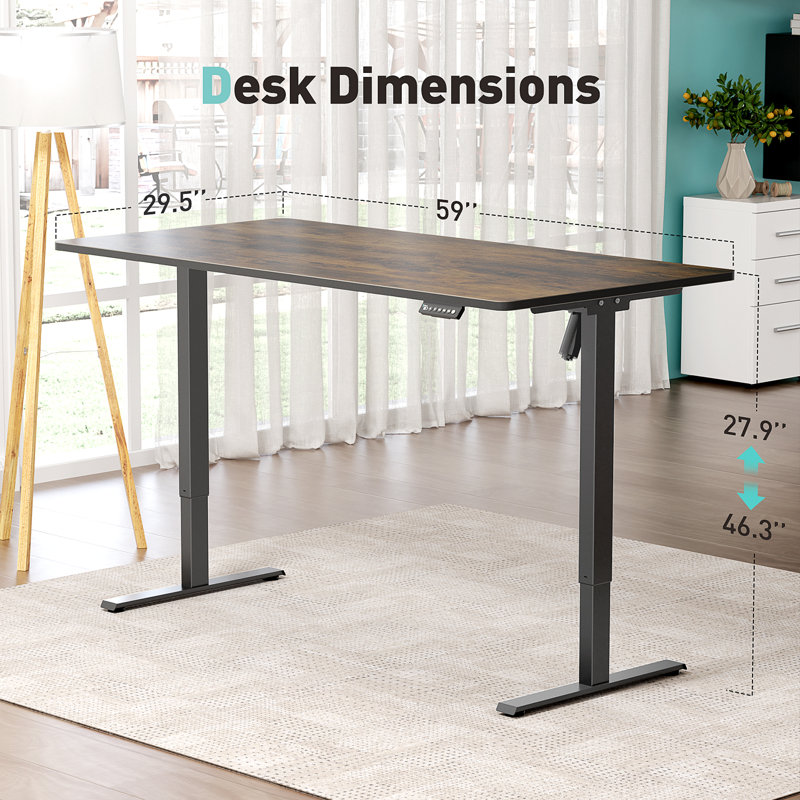  Height Adjustable Standing Desk Plus, Brown/Black, 46.3" H x 59" W x 29.5" D
