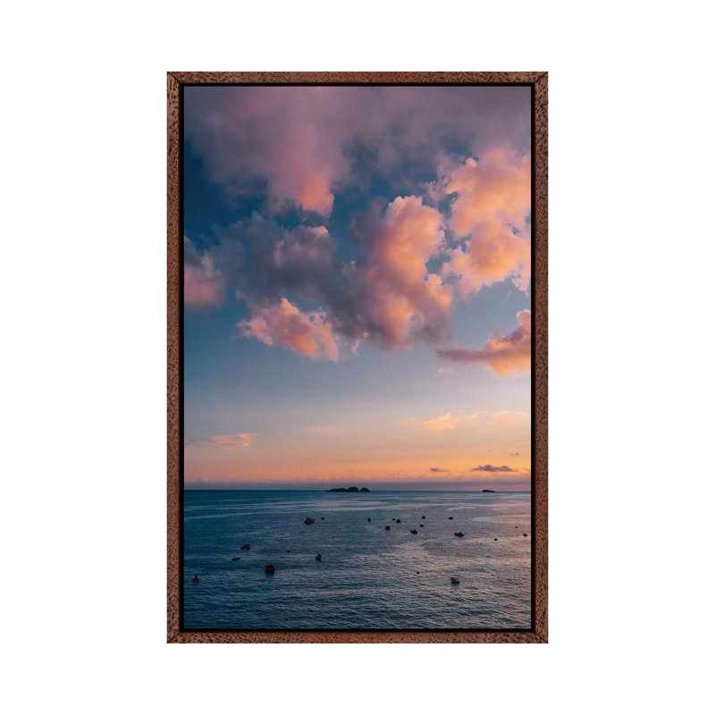 Amalfi Coast Sunset V by Bethany Young - Print on Canvas, 66.04cm H x 45.72cm W x 3.81cm D, Classic Brown Wood Framed