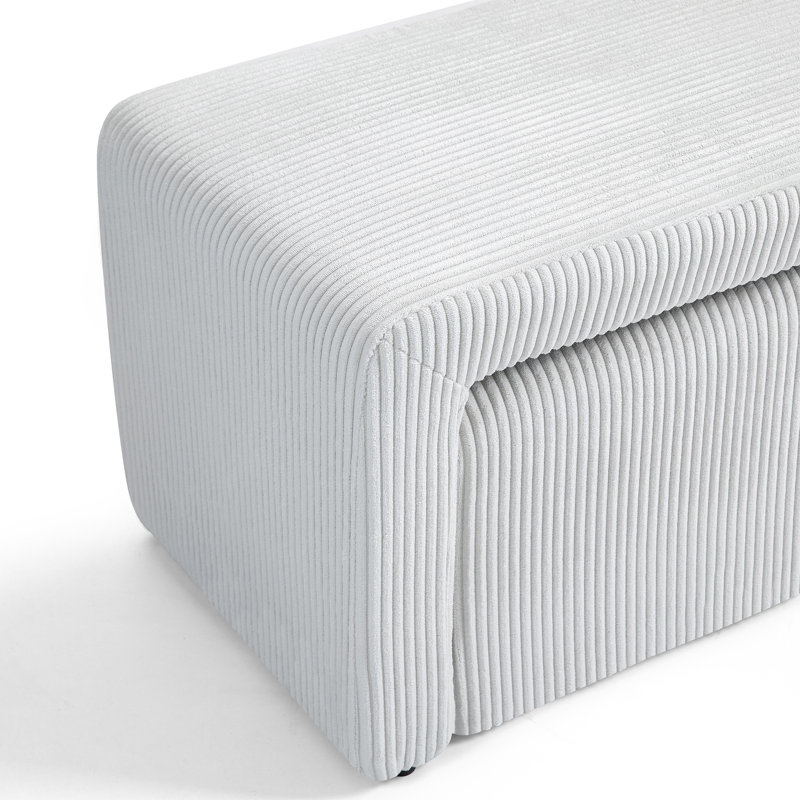 Banc en velours côtelé Belgin, Beige