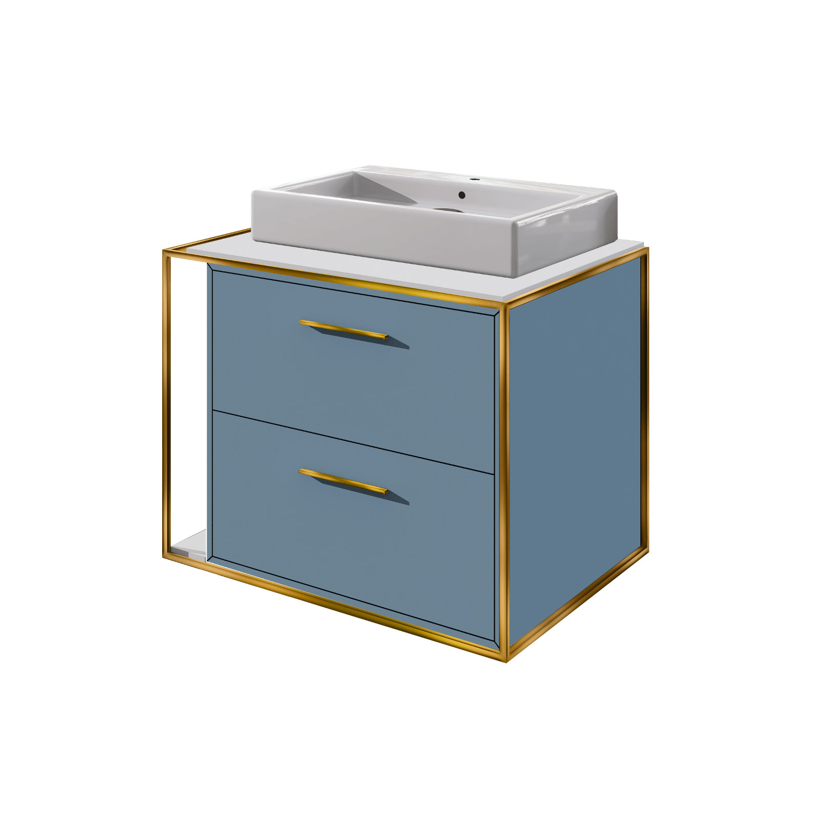 Linea 24'' Single Bathroom Vanity, Brass, Single-Hole, Azure