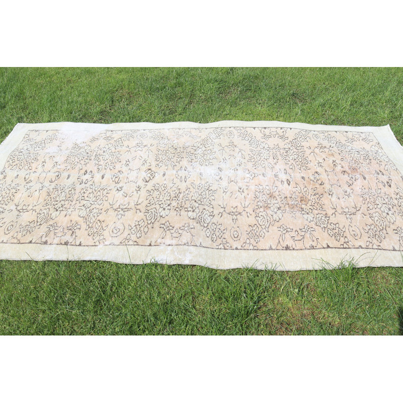 Tapis beige en laine rétro Anatolian - idéal pour la salle à manger ou le salon