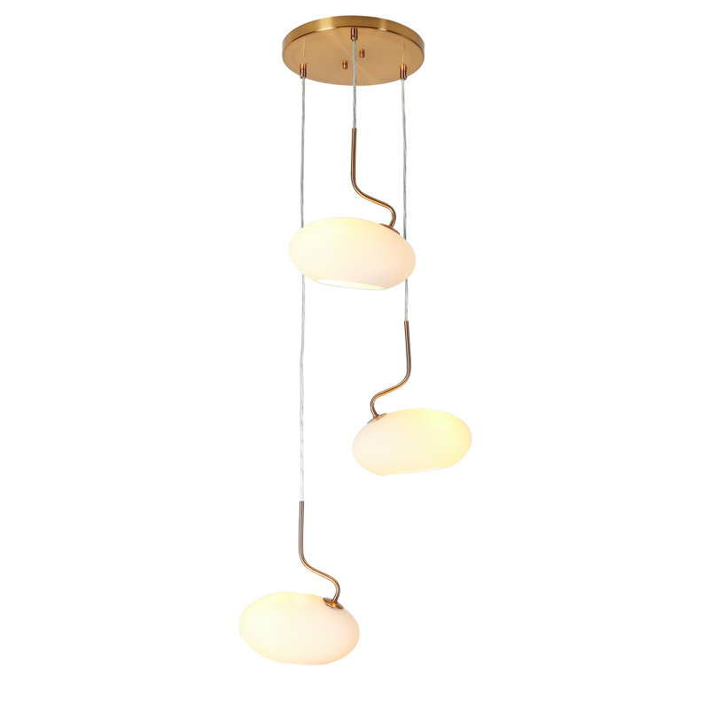 3 - Light Modern Coloured Glass Cluster Pendant UL Certified