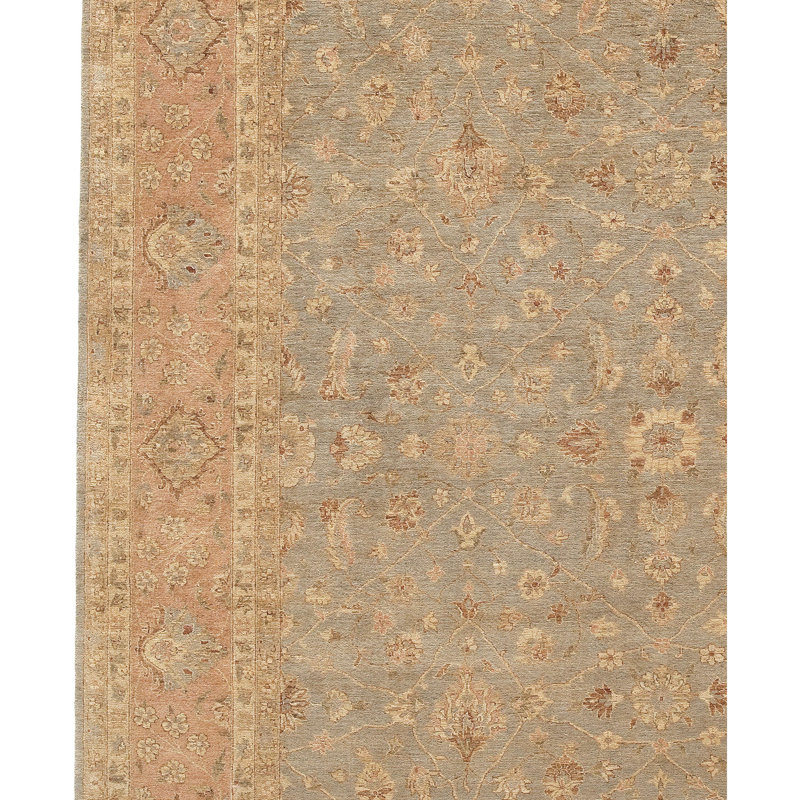 Wool Oriental Area Rug in Beige/Gray/Red, Rectangle 12' x 18'