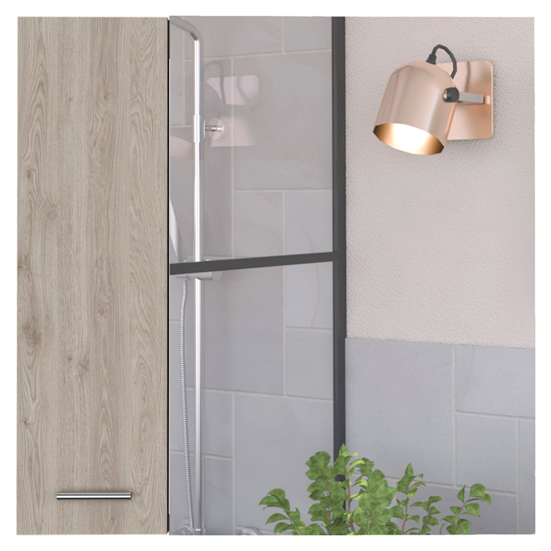 Pharmacie, quatre tablettes internes, porte double, Gris