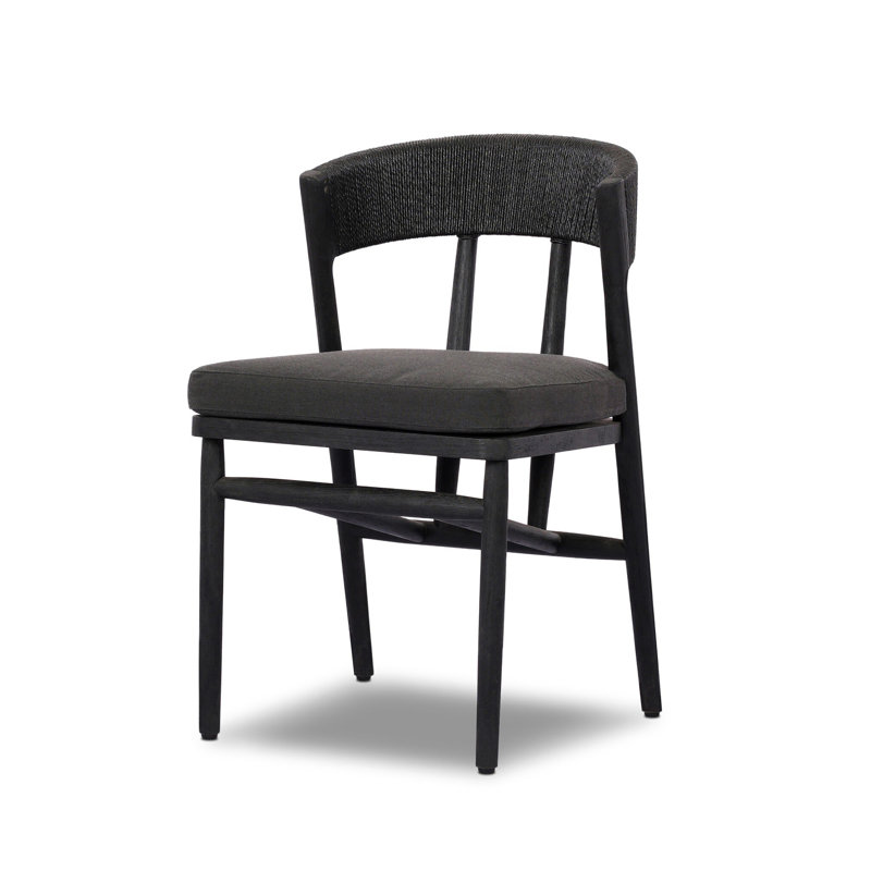 Buxton Outdoor Teak Dining Side Chair, Stained Black Teak