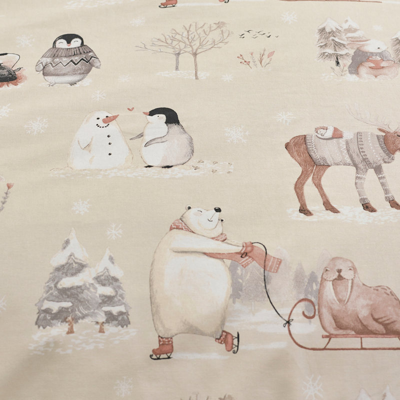 Winter Friends Sherpa Duvet Cover Set, Double Duvet Cover Set +1 additional Pillowcase