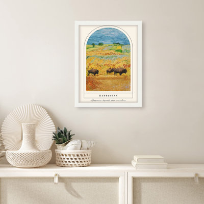 «Bison Buffalo In Pastel Watercolor Field» sur papier