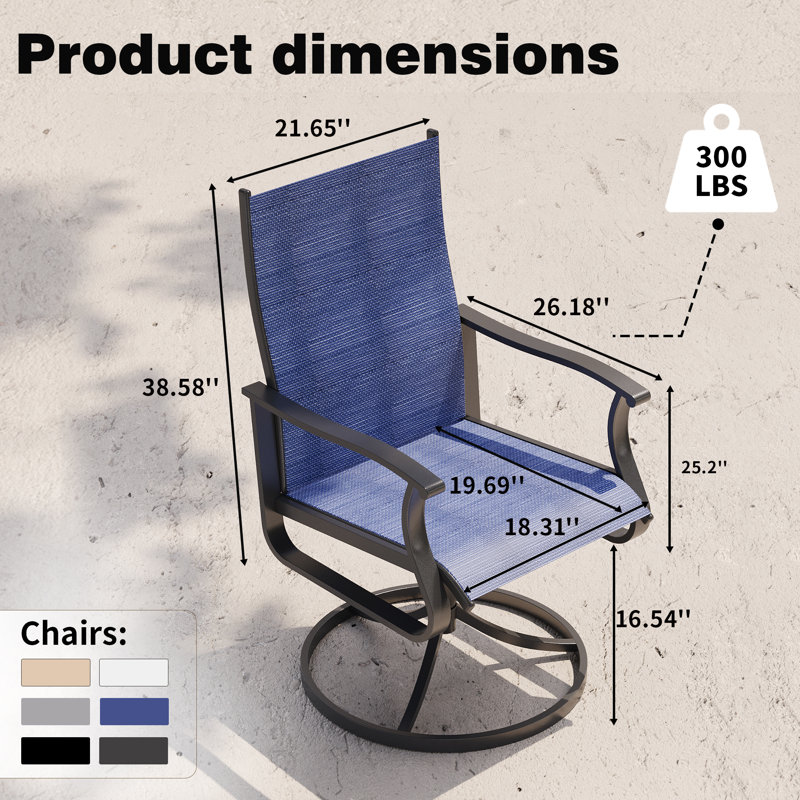 Ensemble de salle à manger 5 pièces rond en métal, table de patio en acier thermolaqué résistant à la rouille et 4 chaises