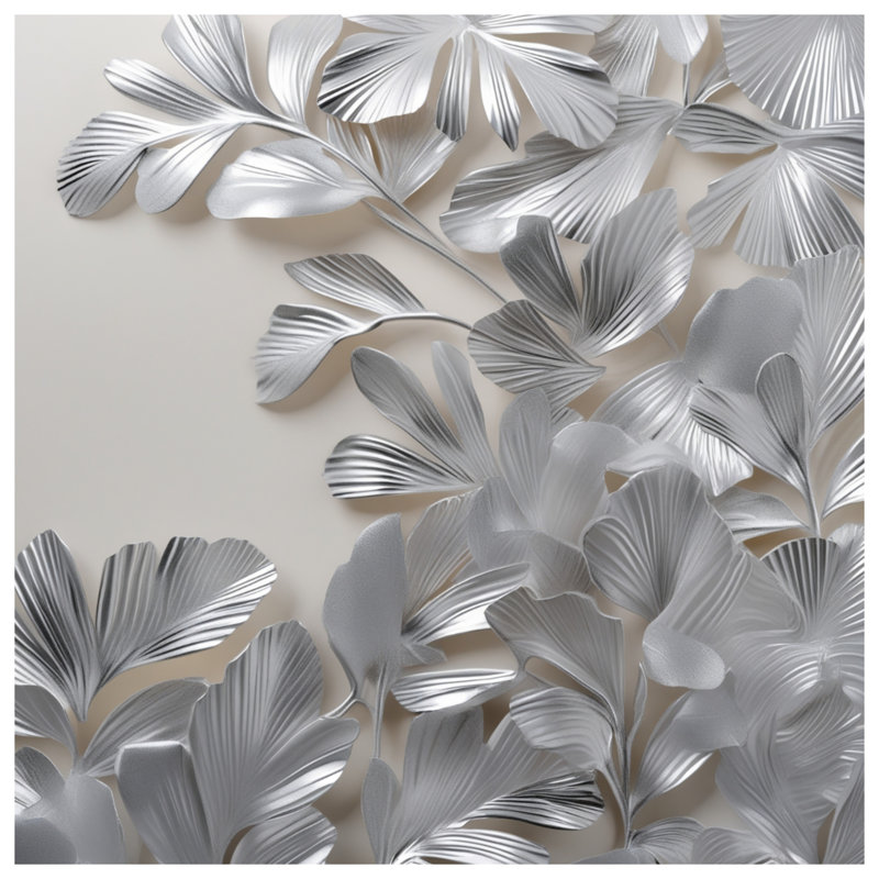 Rideaux de douche argentés à feuilles métalliques extra longs, 70 po l x 72 po H
