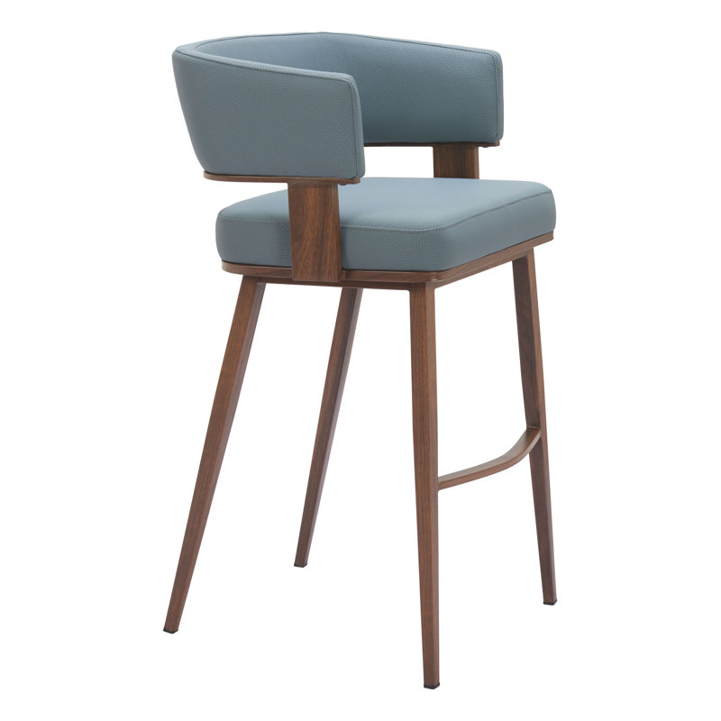 Kuisma Barstool Azure Gray & Walnut